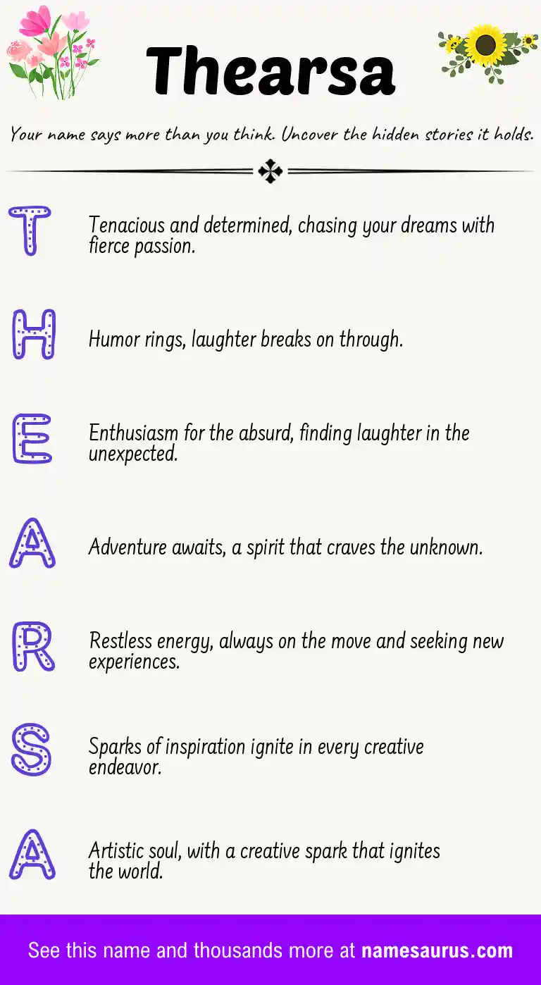 Acrostic poem about Thearsa.