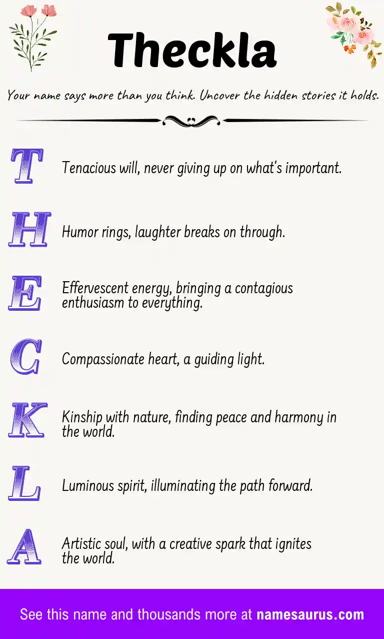 Acrostic poem about Theckla.