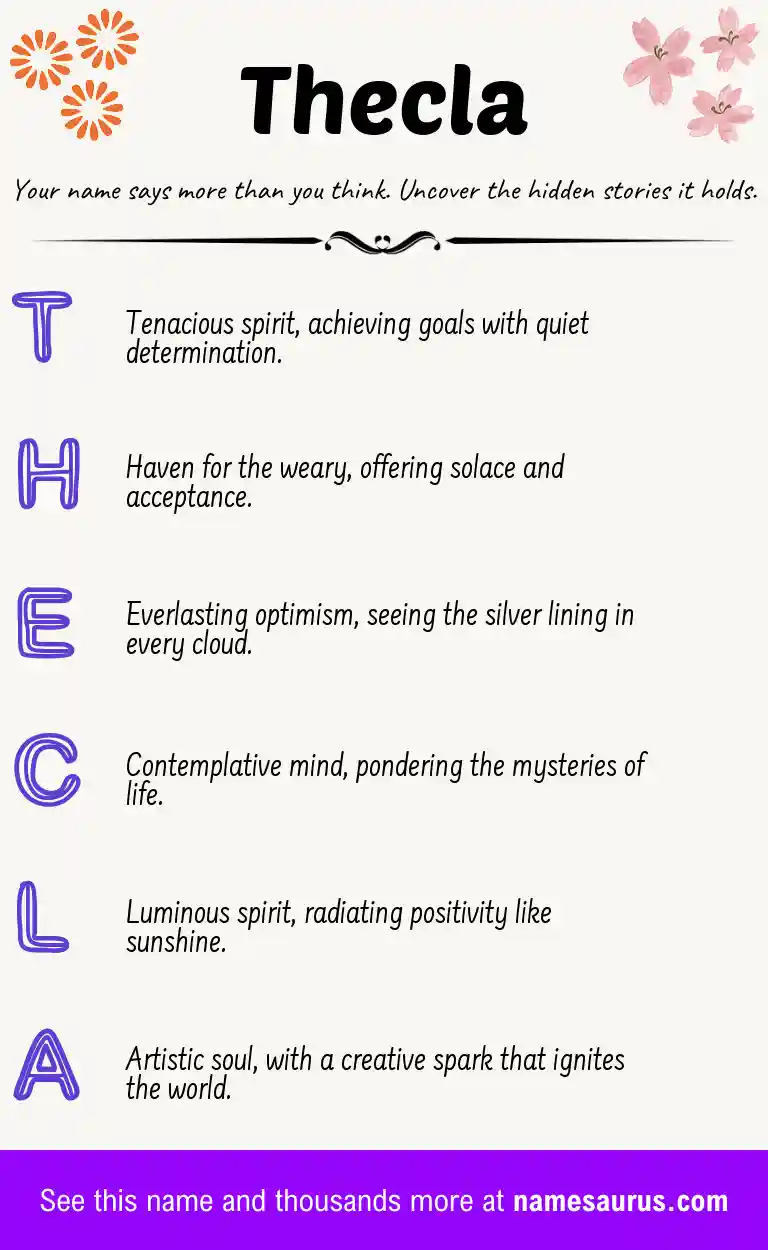 Acrostic poem about Thecla.
