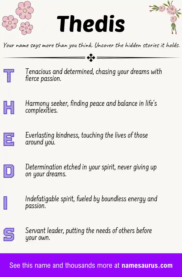 Acrostic poem about Thedis.