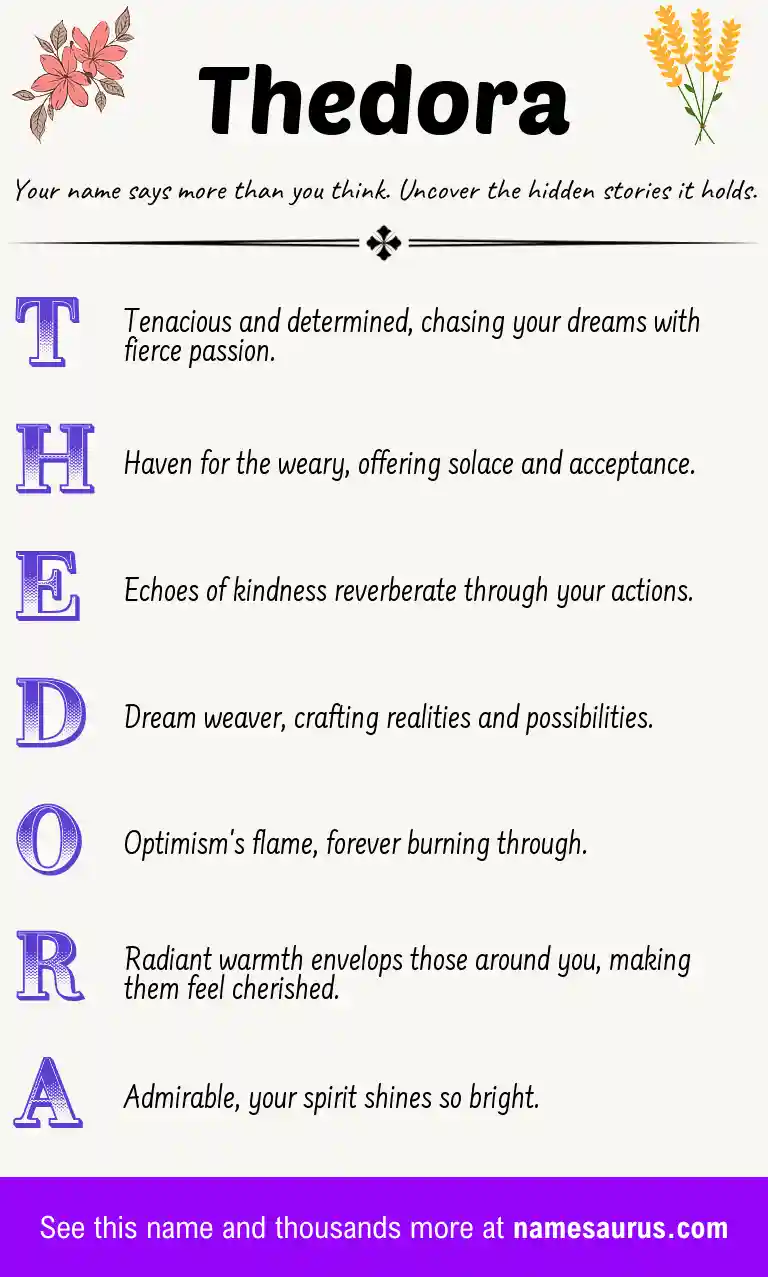 Acrostic poem about Thedora.