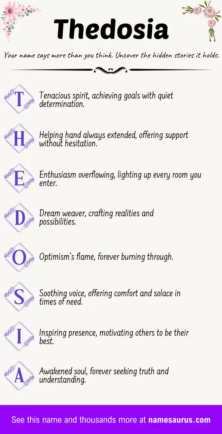 Acrostic poem about Thedosia.