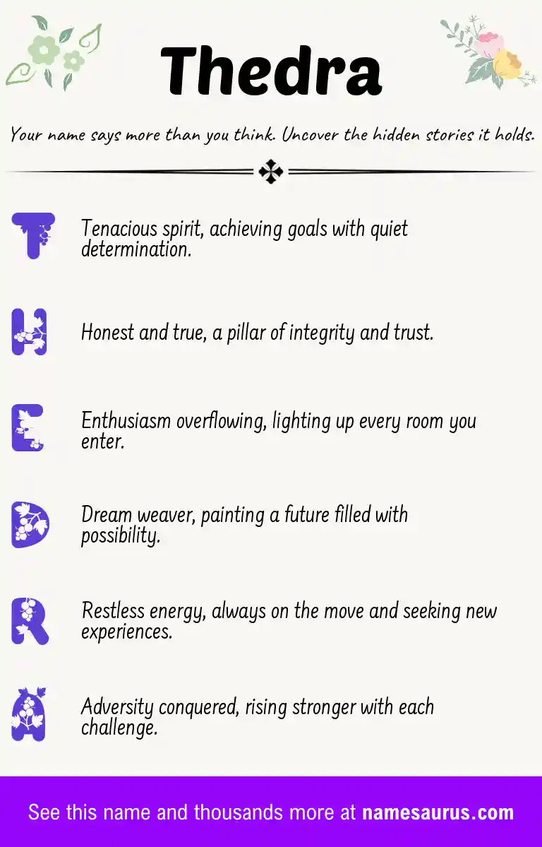 Acrostic poem about Thedra.
