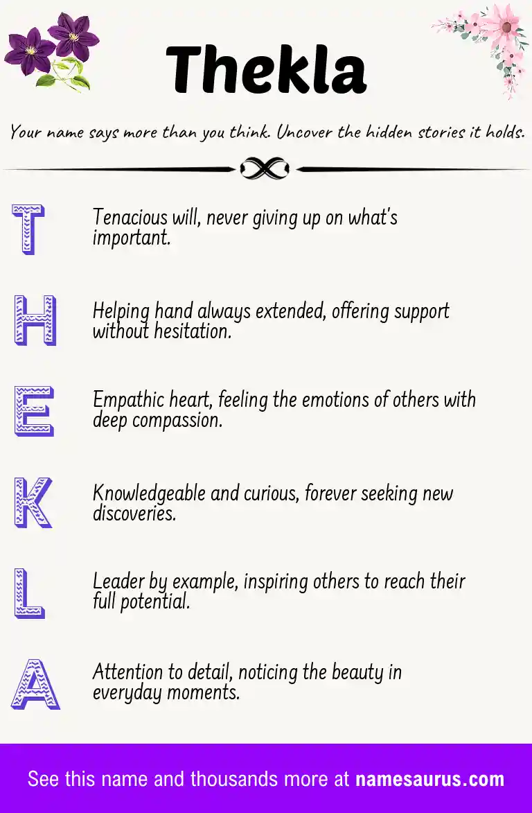 Acrostic poem about Thekla.