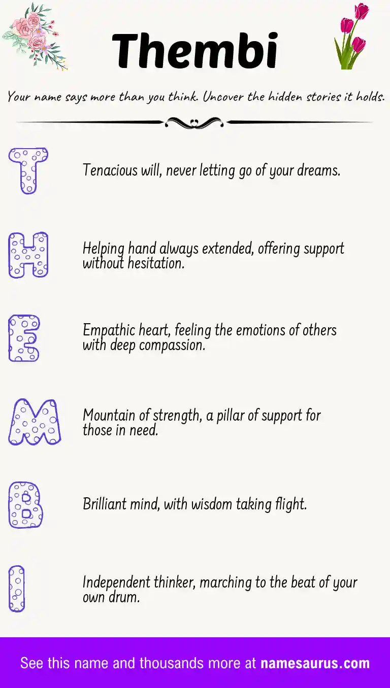Acrostic poem about Thembi.