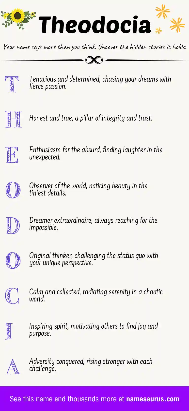 Acrostic poem about Theodocia.