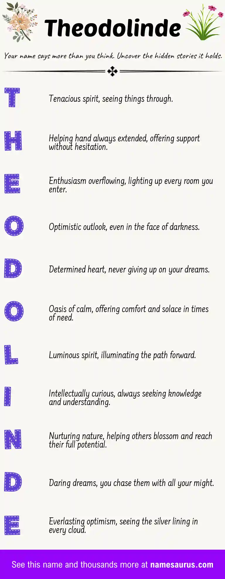 Acrostic poem about Theodolinde.