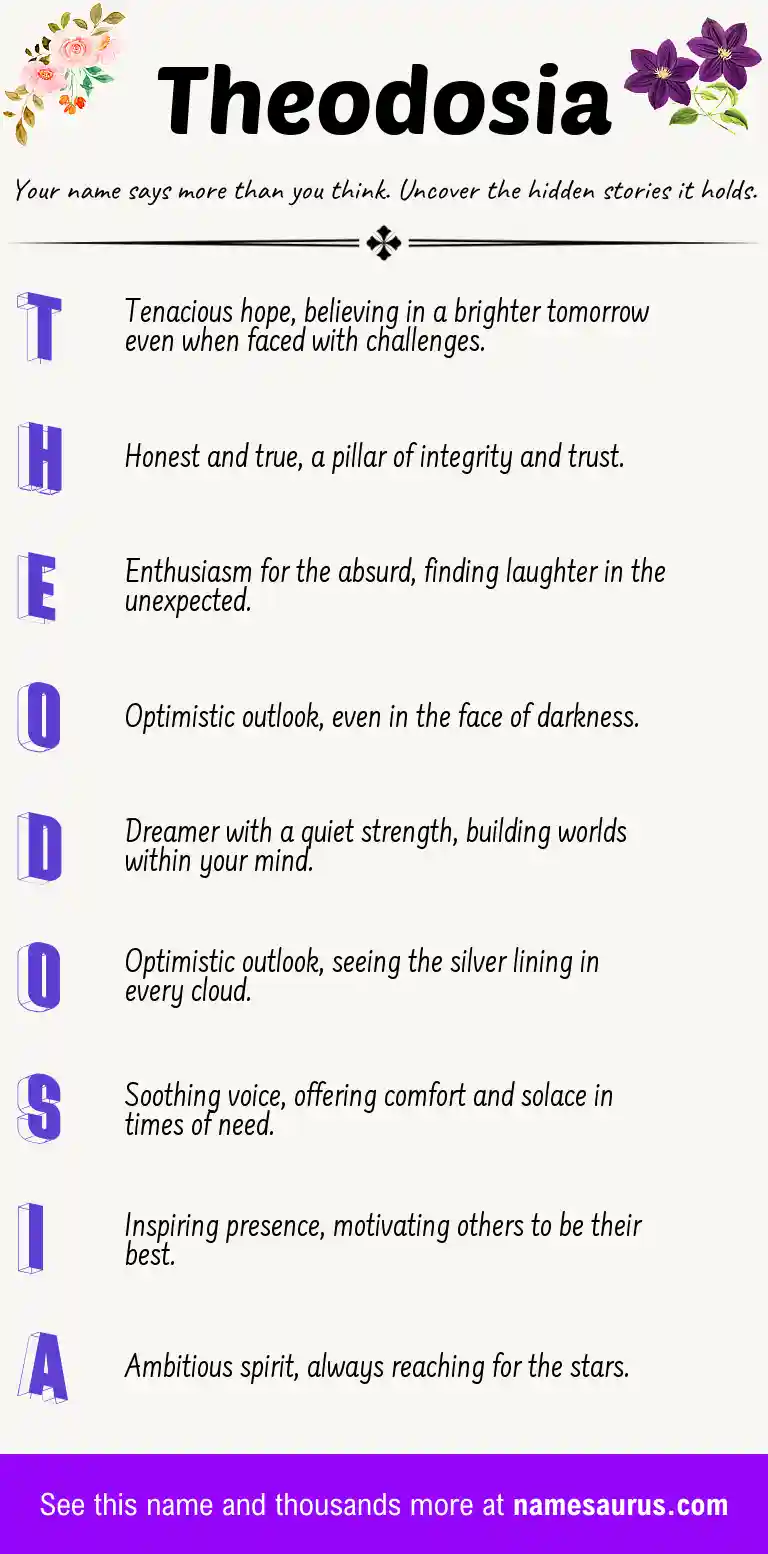 Acrostic poem about Theodosia.