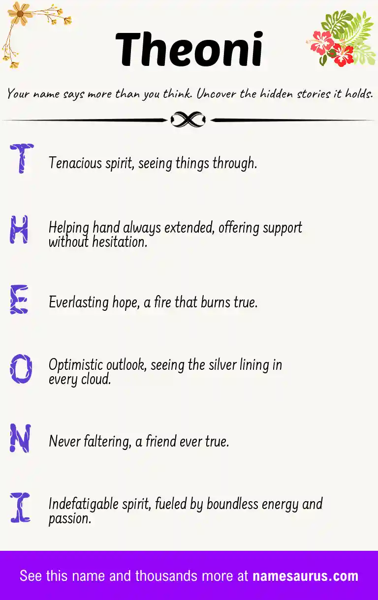 Acrostic poem about Theoni.