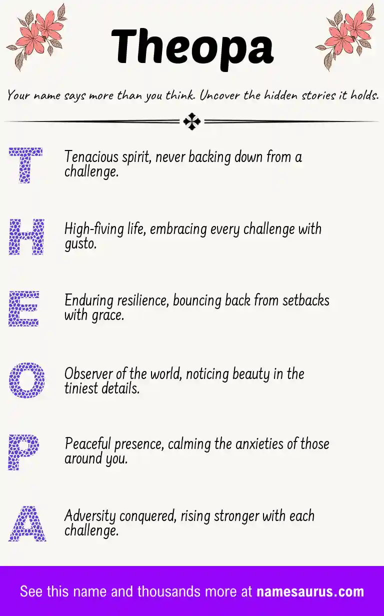 Acrostic poem about Theopa.