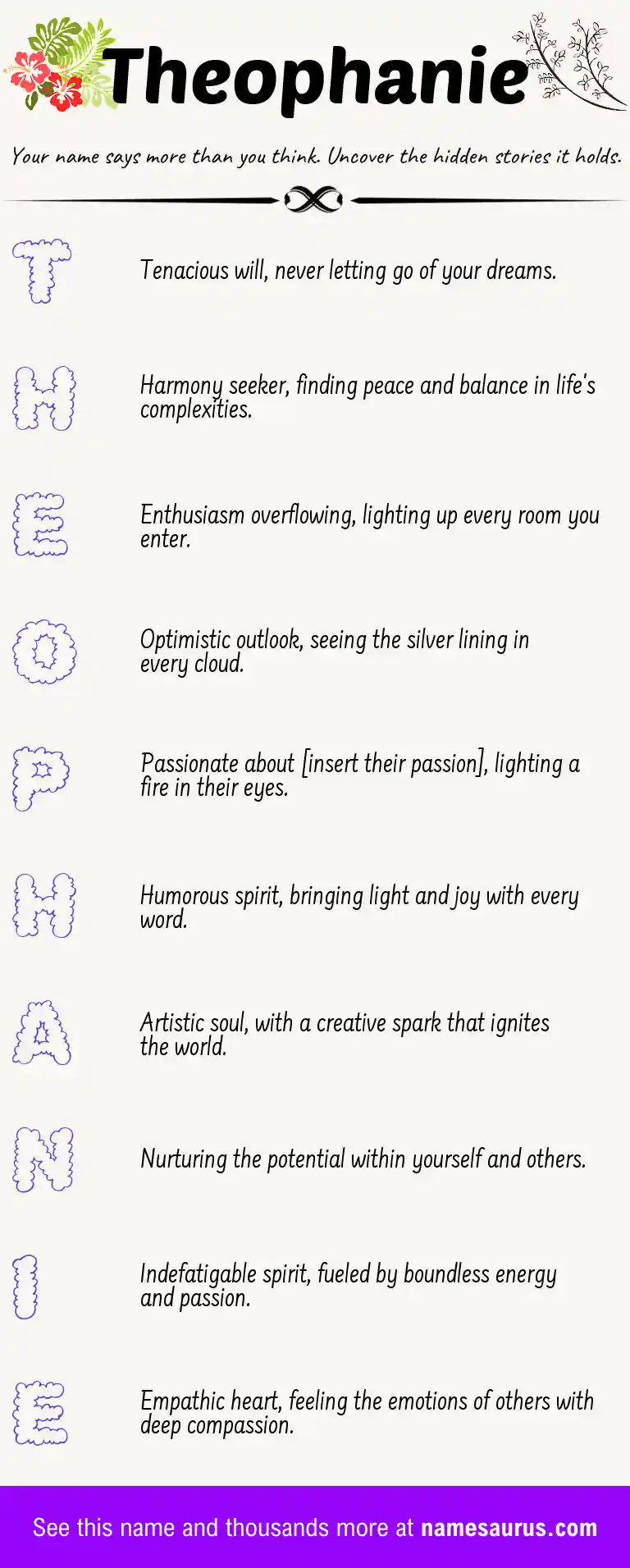Acrostic poem about Theophanie.