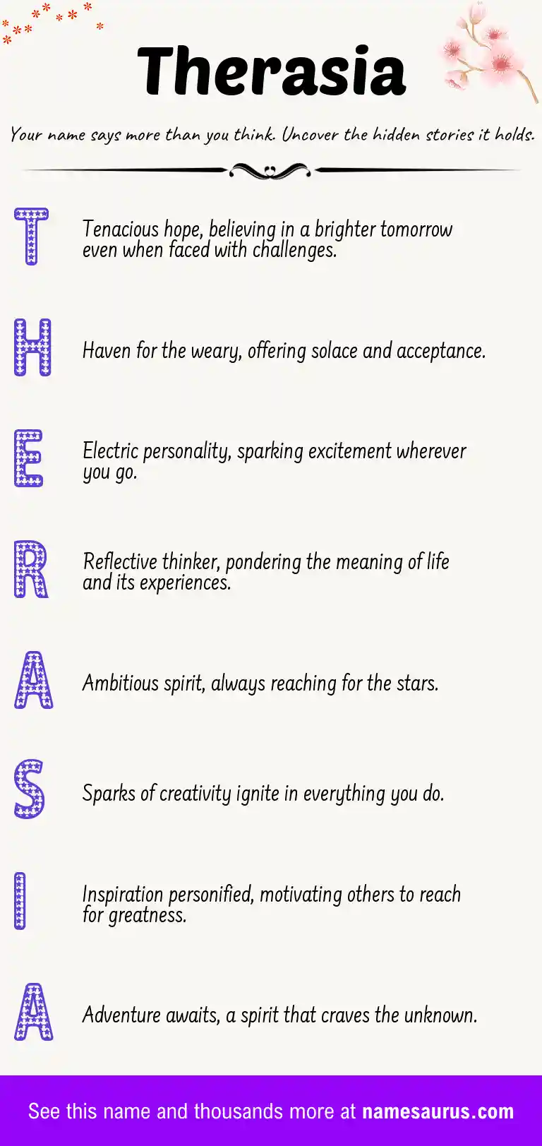 Acrostic poem about Therasia.