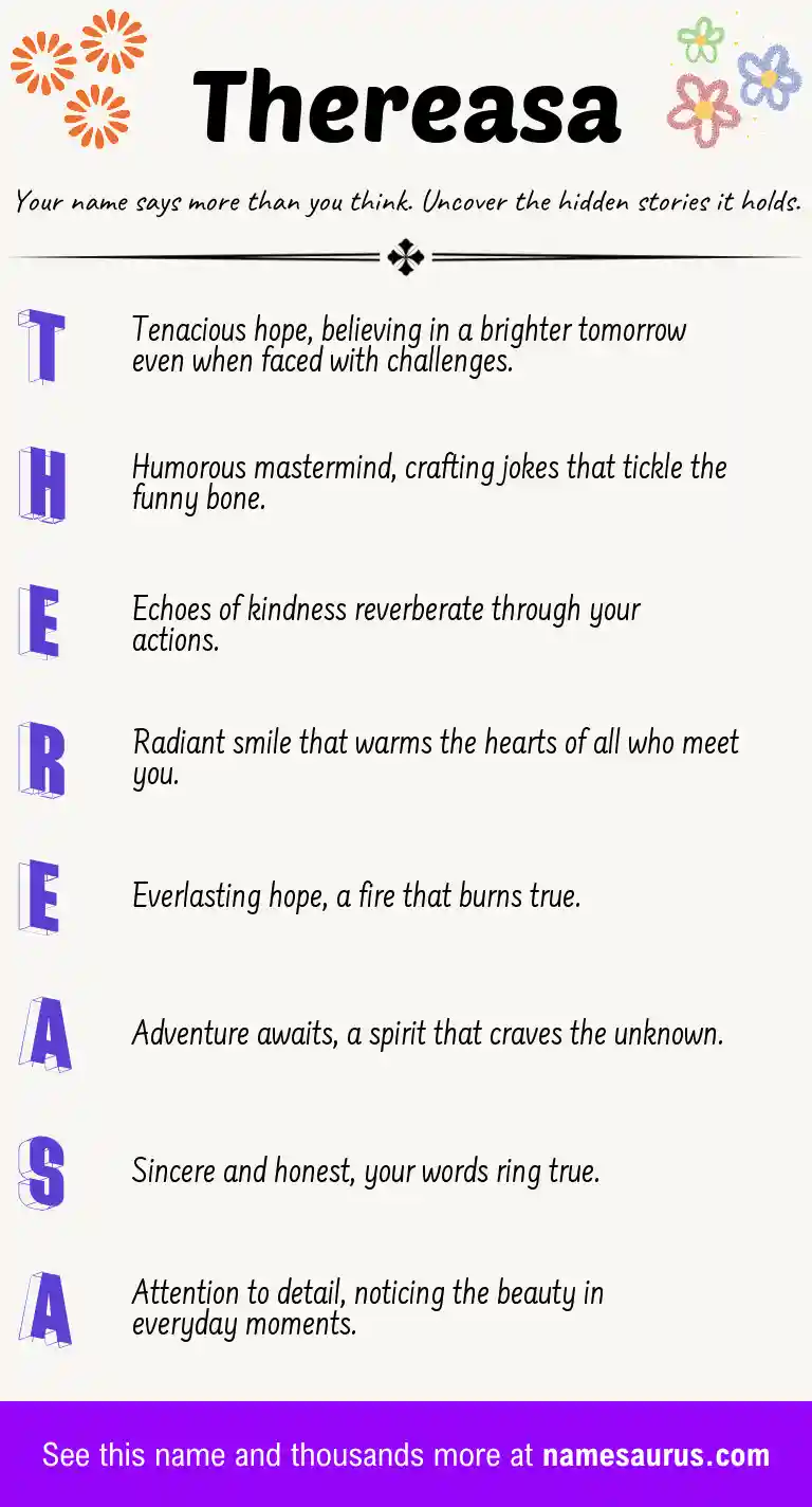 Acrostic poem about Thereasa.