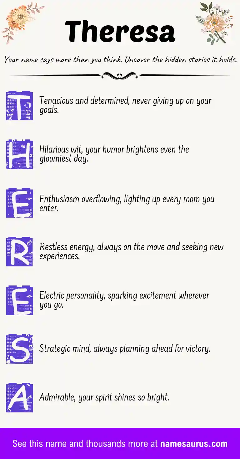 Acrostic poem about Theresa.