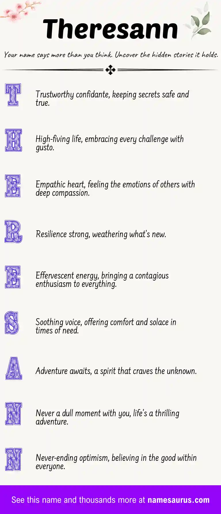 Acrostic poem about Theresann.