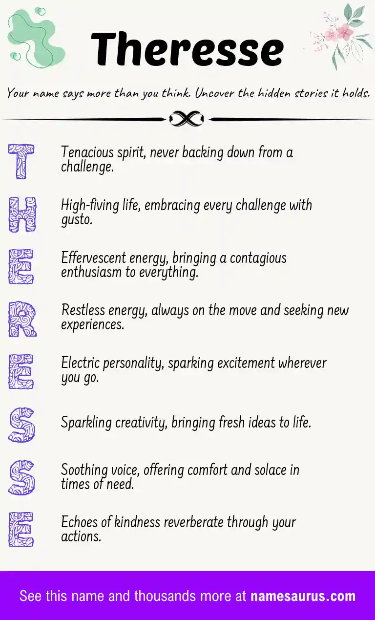 Acrostic poem about Theresse.