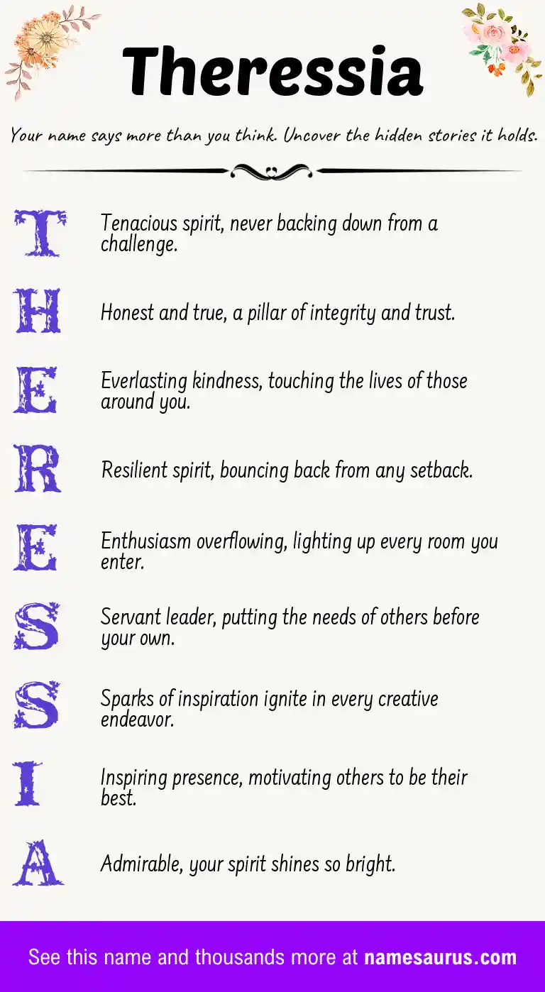 Acrostic poem about Theressia.
