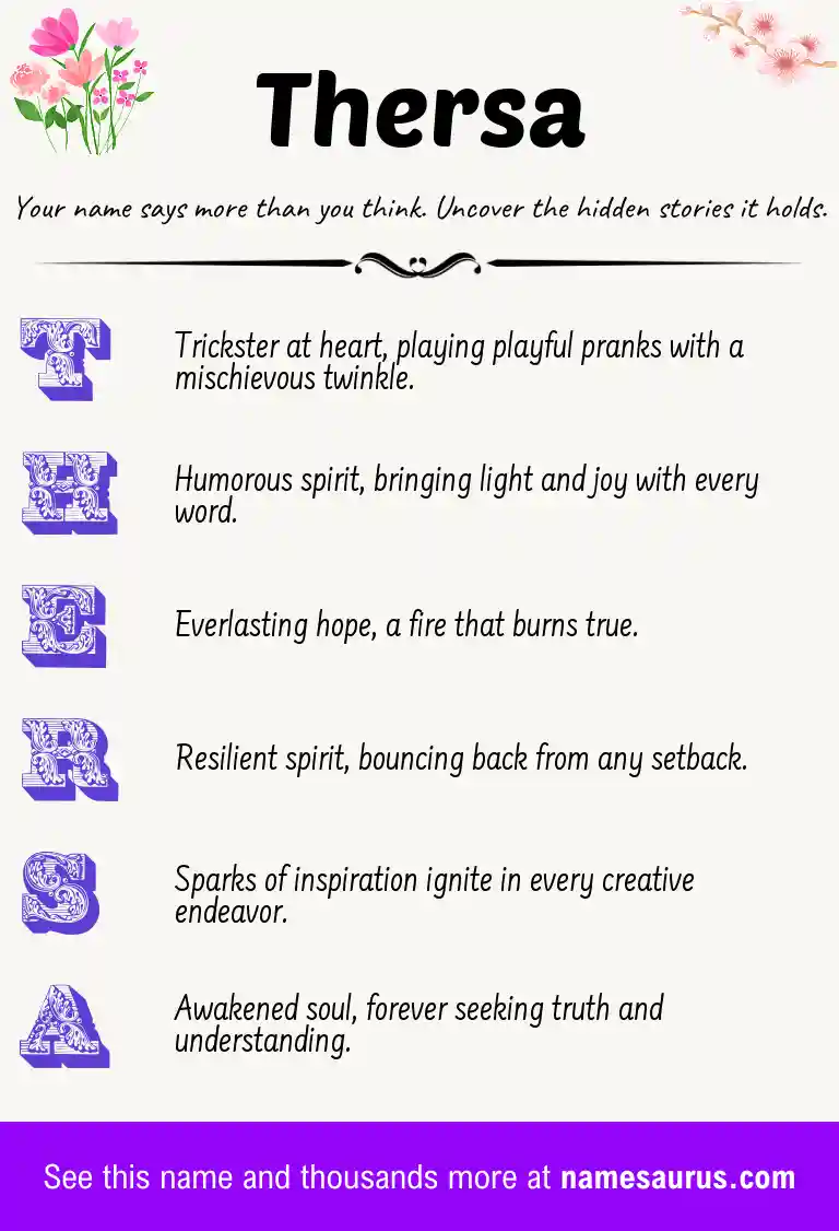 Acrostic poem about Thersa.