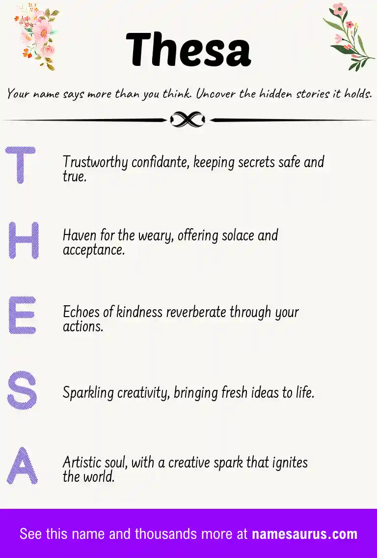 Acrostic poem about Thesa.