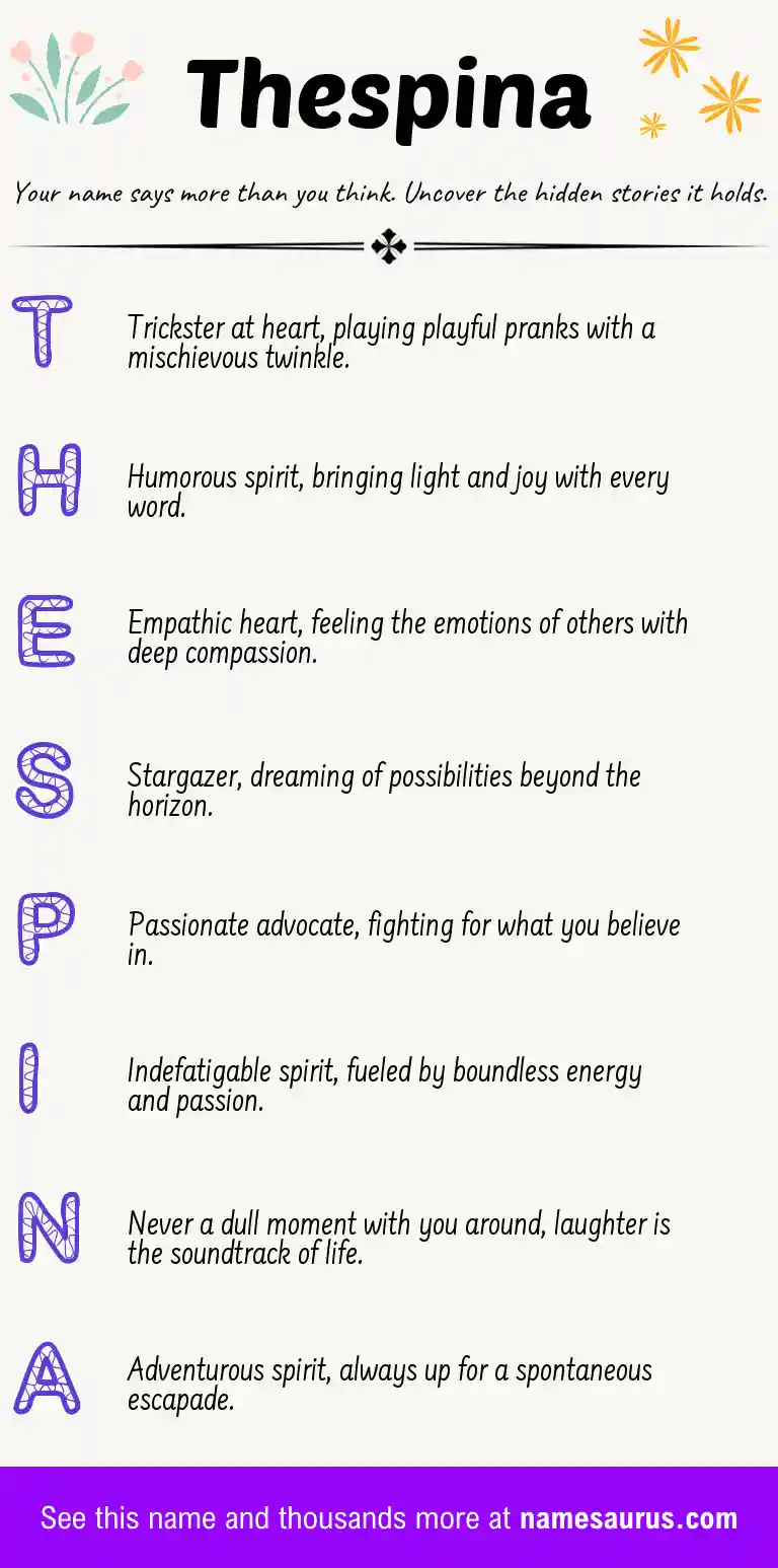 Acrostic poem about Thespina.