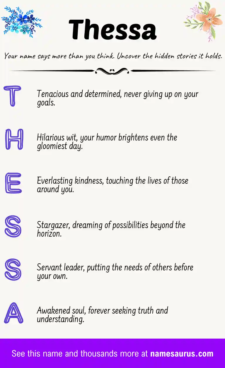 Acrostic poem about Thessa.