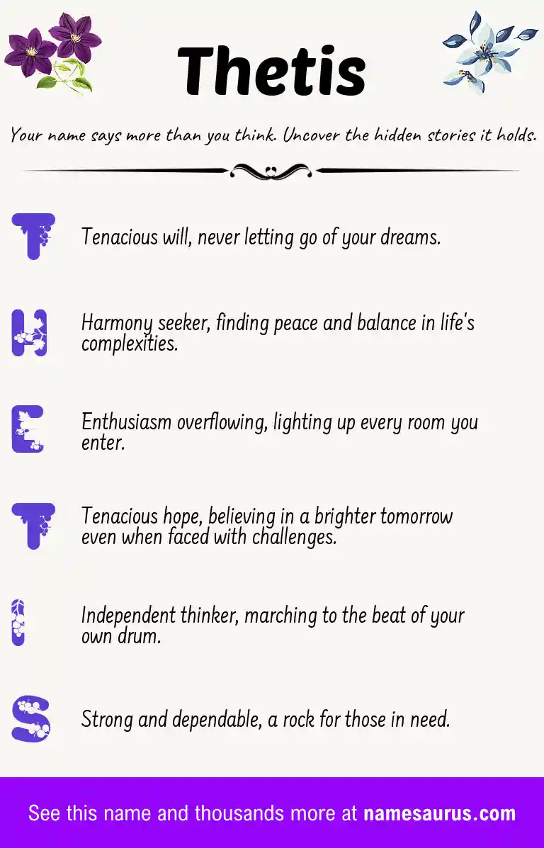 Acrostic poem about Thetis.