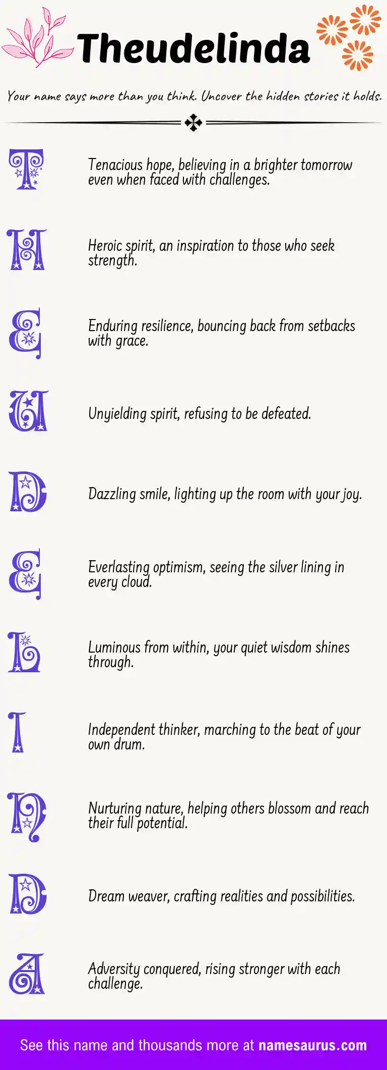 Acrostic poem about Theudelinda.