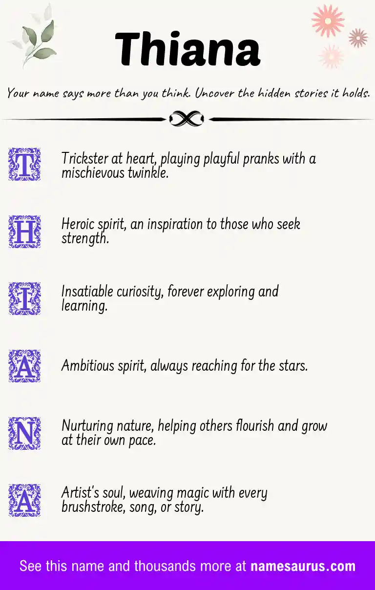 Acrostic poem about Thiana.