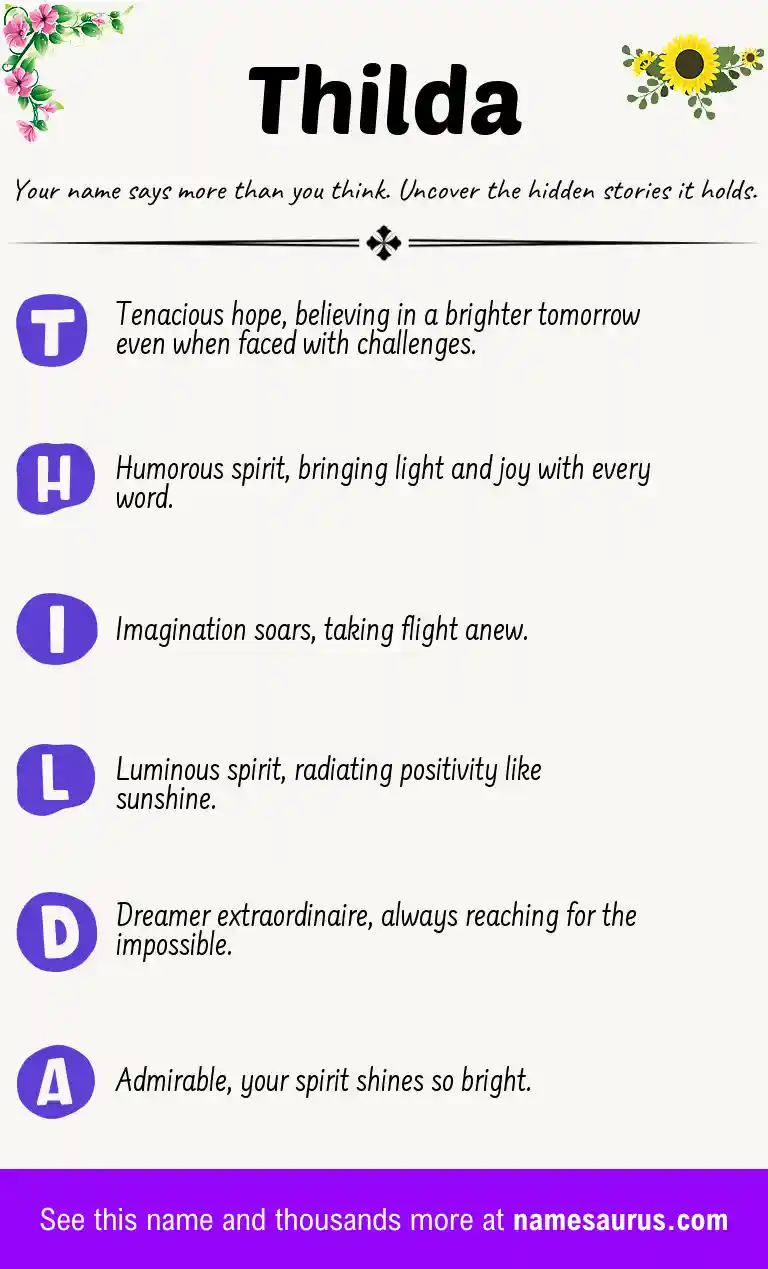 Acrostic poem about Thilda.