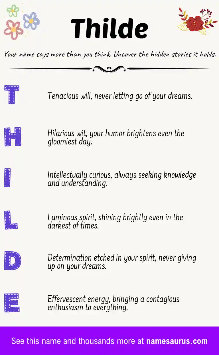 Acrostic poem about Thilde.
