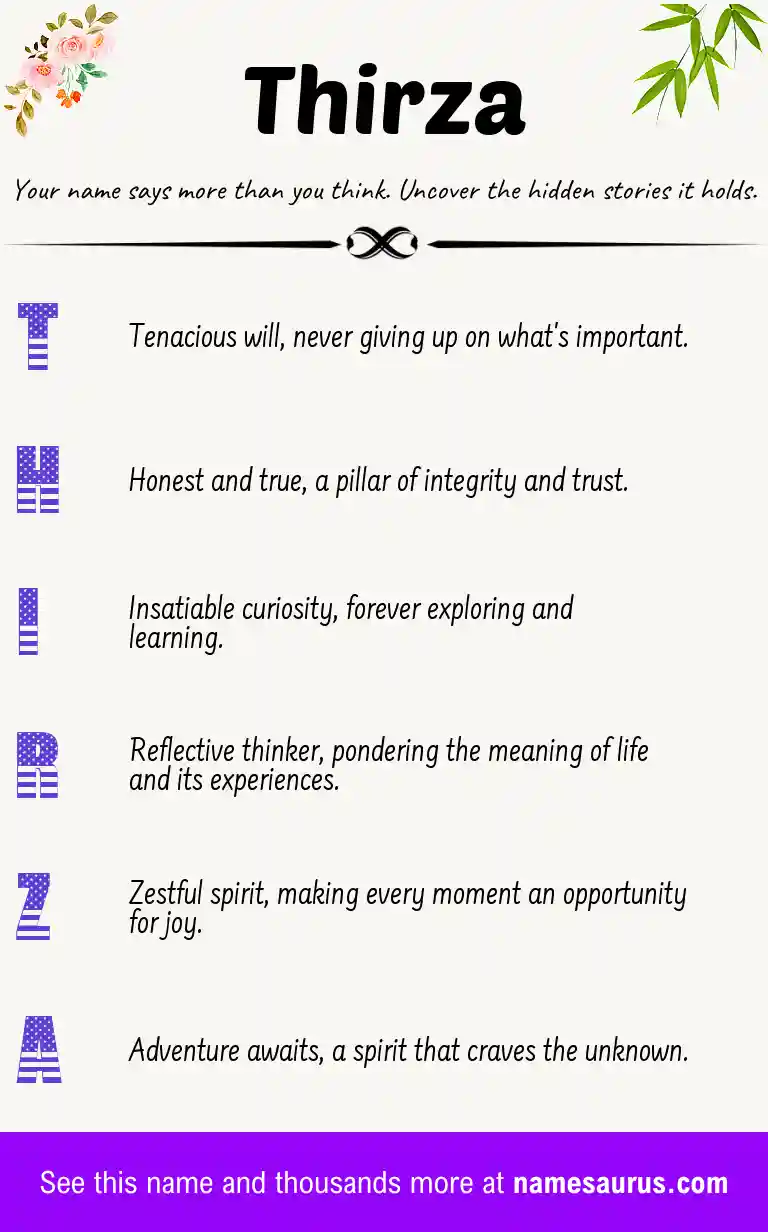 Acrostic poem about Thirza.