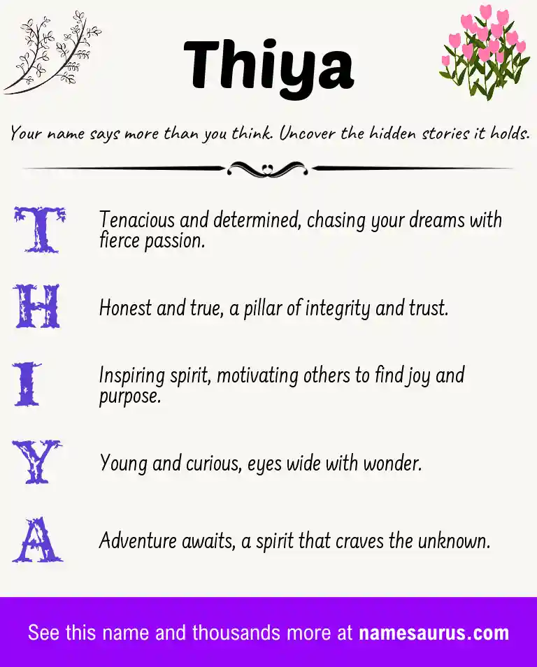 Acrostic poem about Thiya.