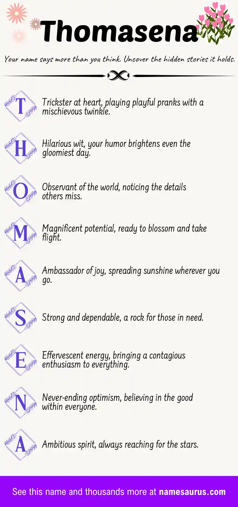 Acrostic poem about Thomasena.