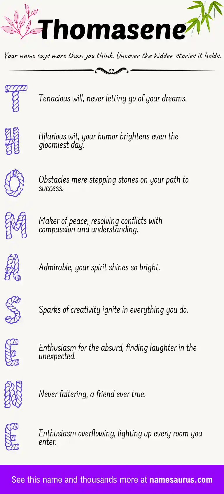 Acrostic poem about Thomasene.