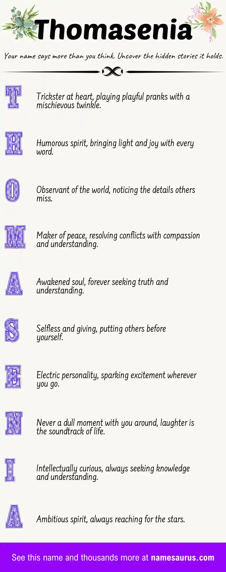 Acrostic poem about Thomasenia.