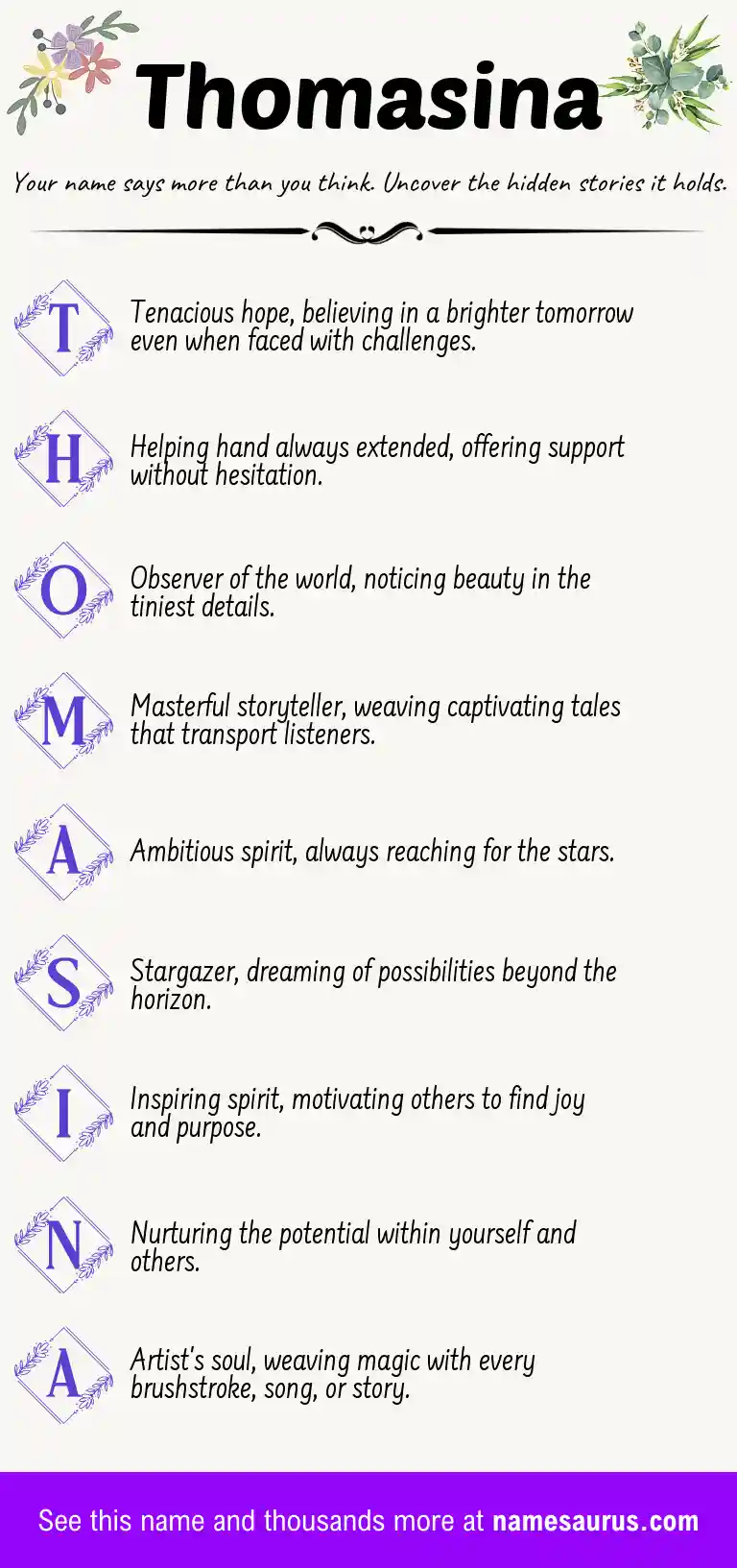 Acrostic poem about Thomasina.