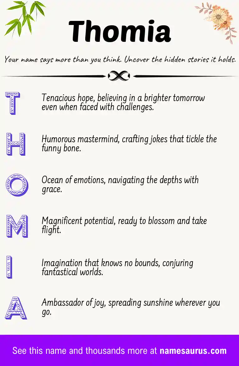 Acrostic poem about Thomia.