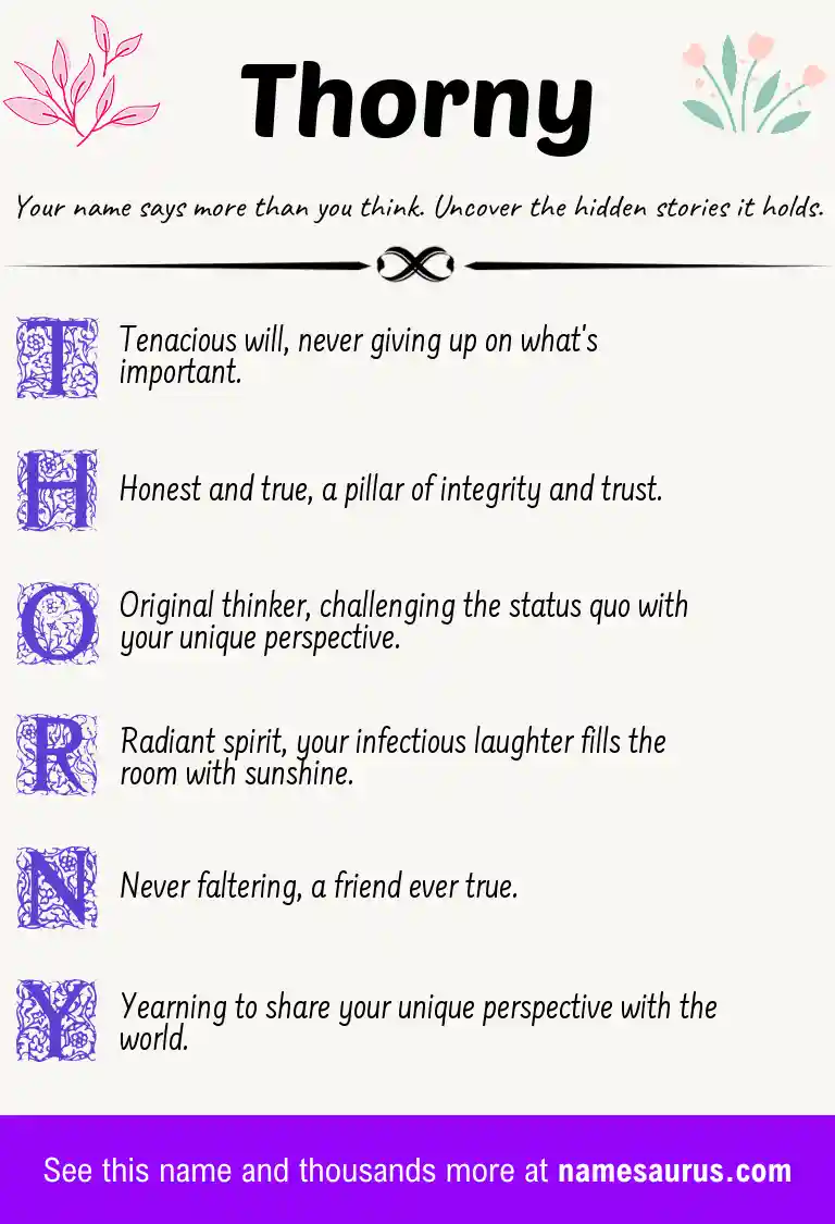 Acrostic poem about Thorny.