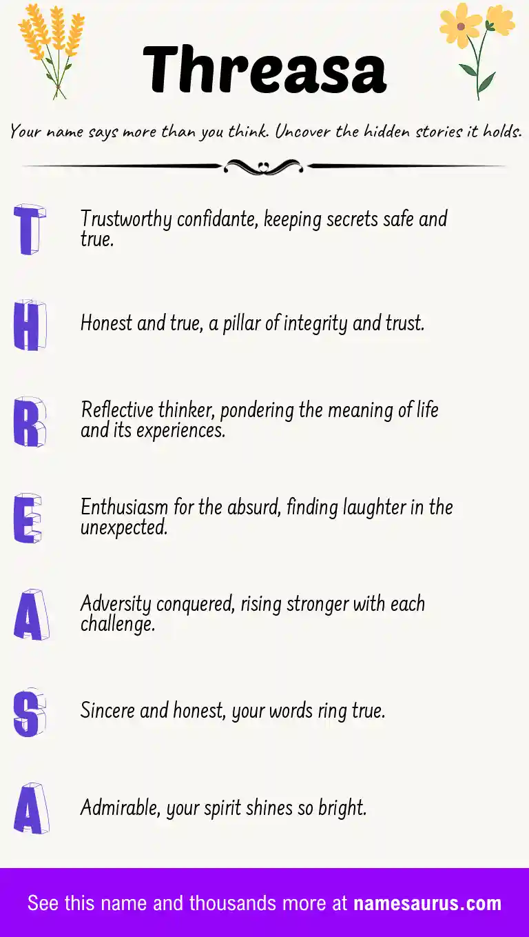 Acrostic poem about Threasa.