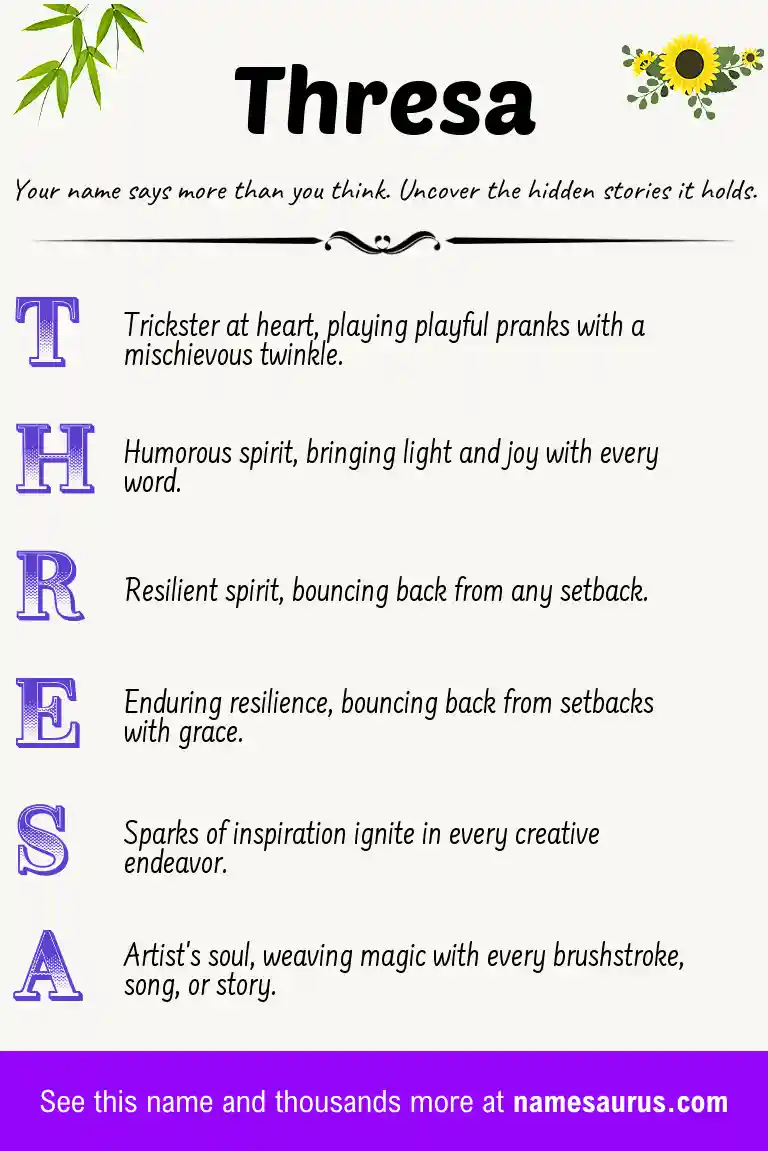 Acrostic poem about Thresa.