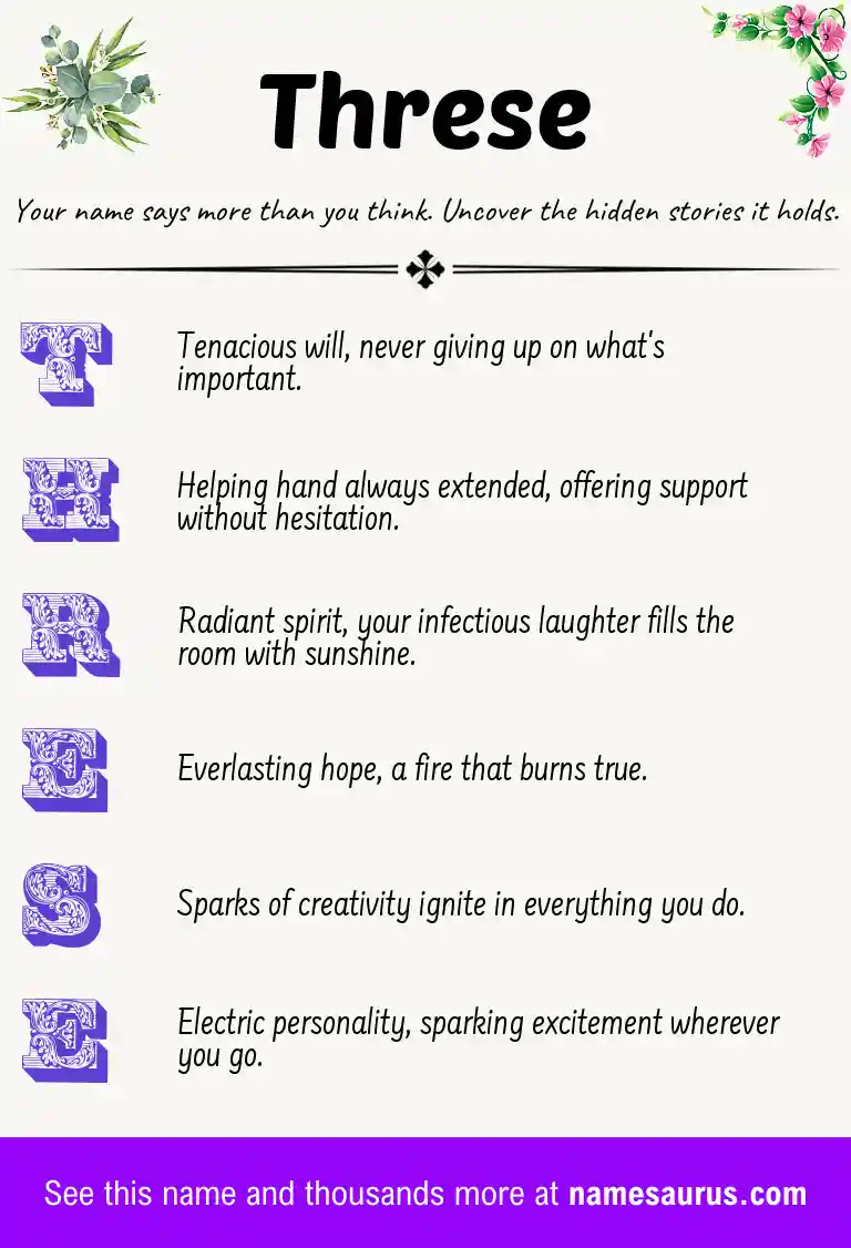 Acrostic poem about Threse.