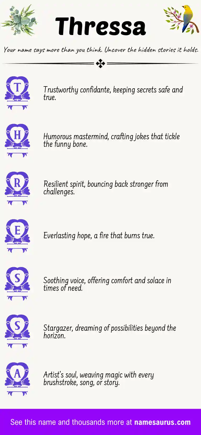 Acrostic poem about Thressa.