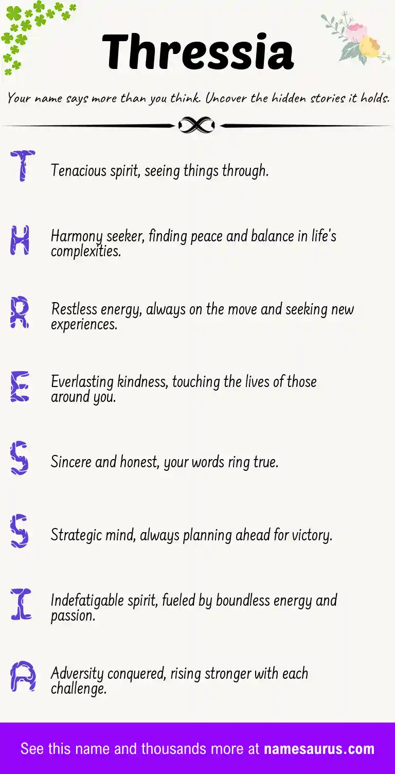 Acrostic poem about Thressia.