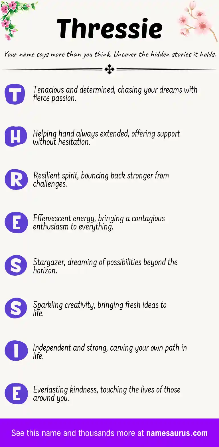 Acrostic poem about Thressie.