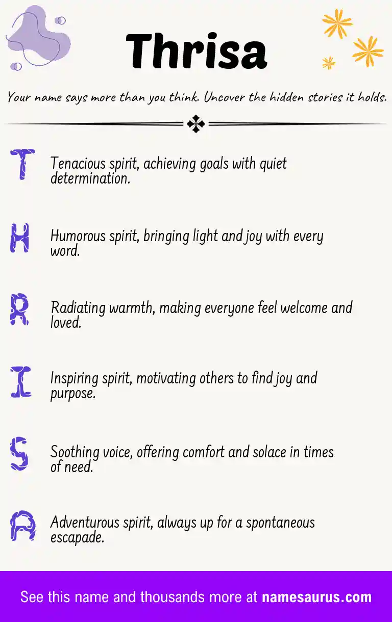 Acrostic poem about Thrisa.