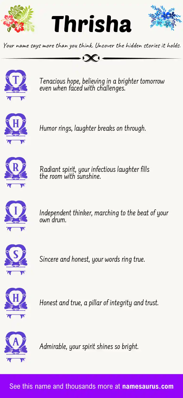Acrostic poem about Thrisha.