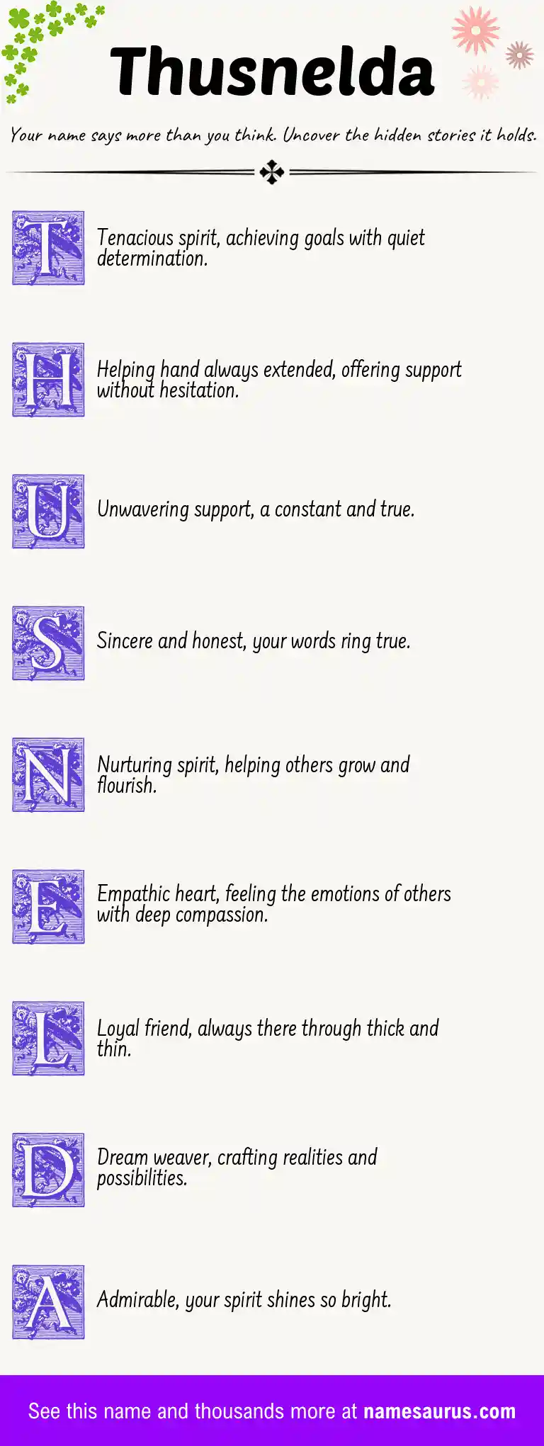 Acrostic poem about Thusnelda.