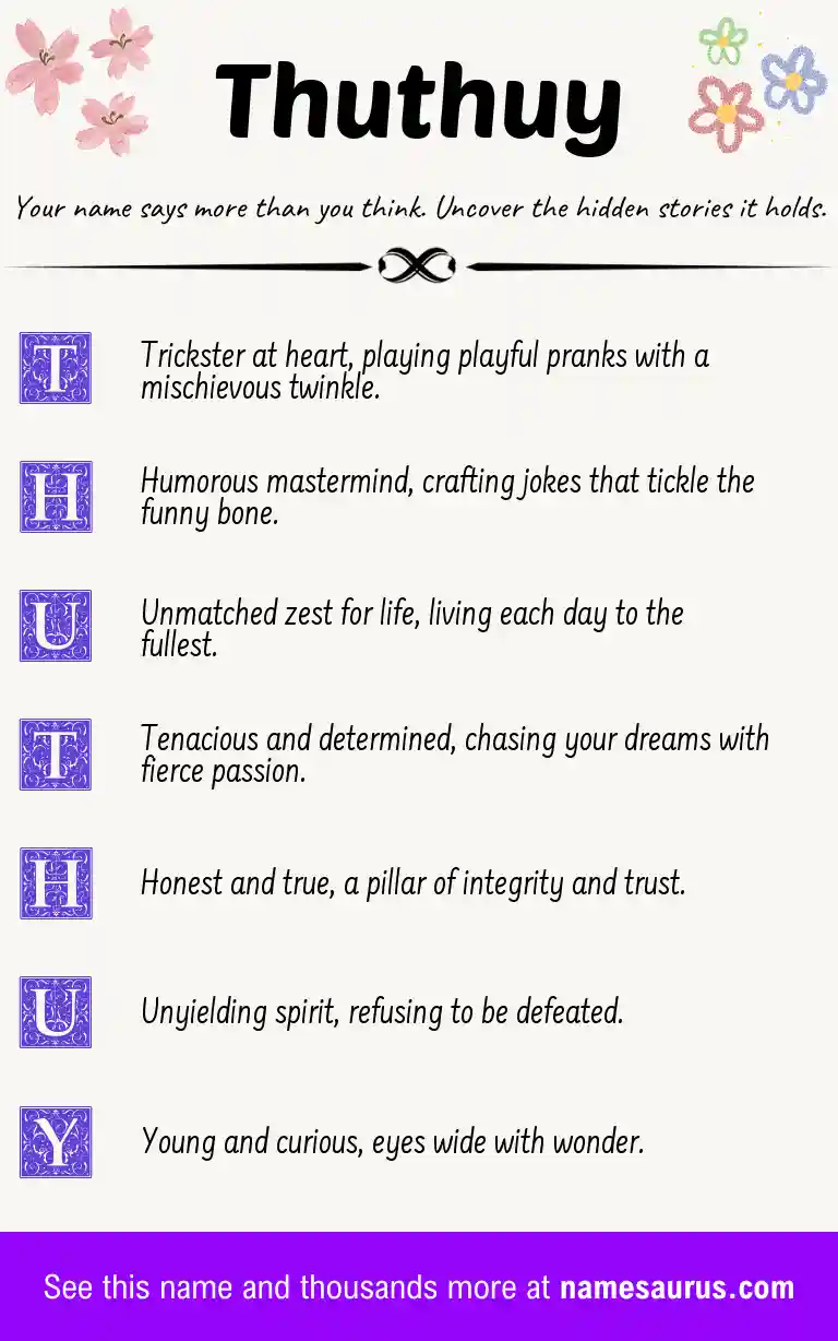 Acrostic poem about Thuthuy.