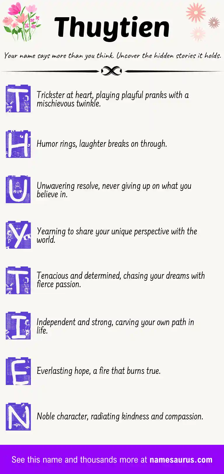 Acrostic poem about Thuytien.