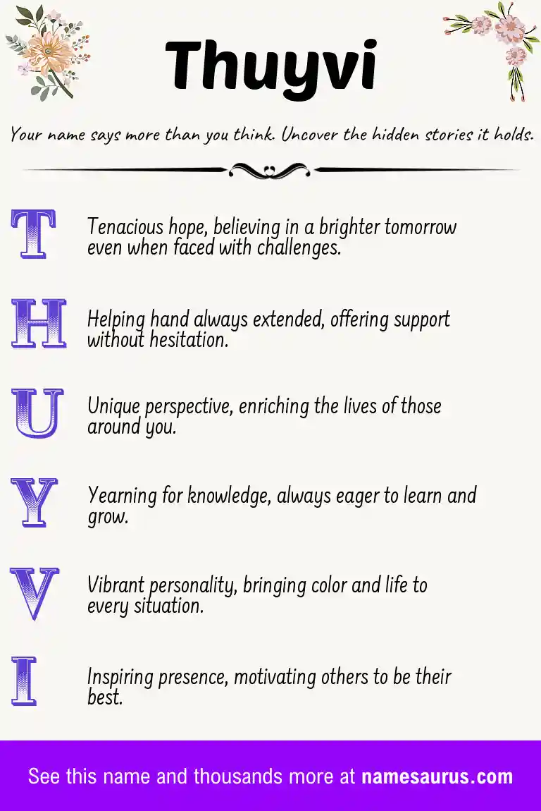 Acrostic poem about Thuyvi.